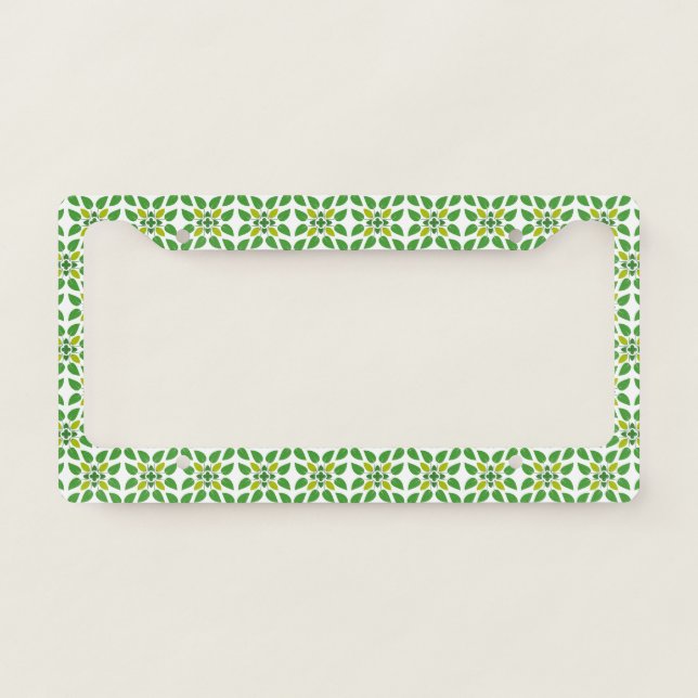 Leaf Pattern, Pattern Of Leaves, Green Leaves License Plate Frame (Front)
