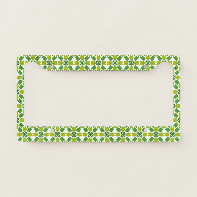 Leaf Pattern, Pattern Of Leaves, Green Leaves License Plate Frame (Front)