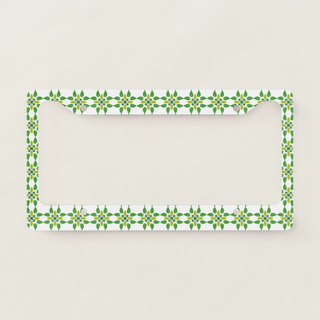 Leaf Pattern, Pattern Of Leaves, Green Leaves License Plate Frame (Front)