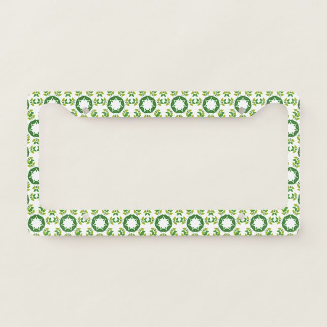 Leaf Pattern, Pattern Of Leaves, Green Leaves License Plate Frame (Front)