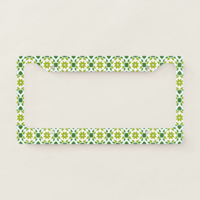 Leaf Pattern, Pattern Of Leaves, Green Leaves License Plate Frame (Front)