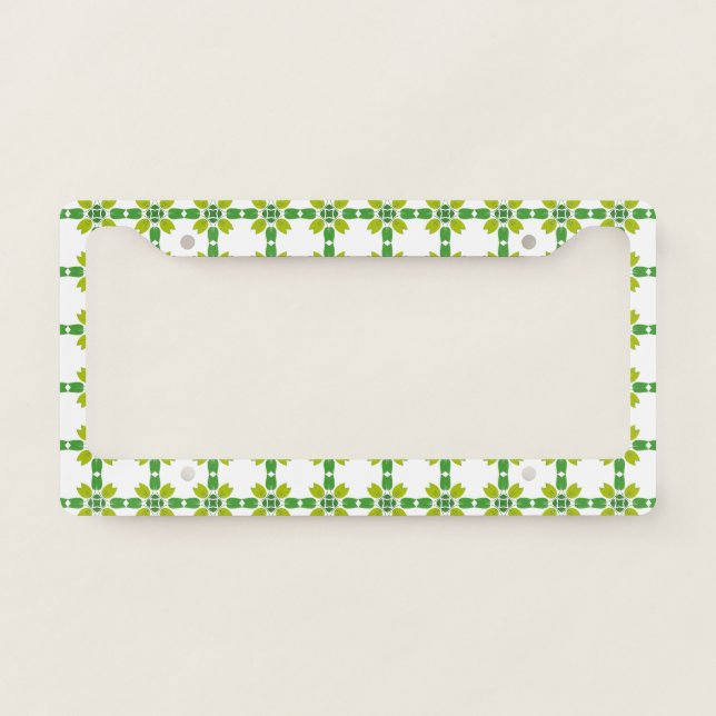 Leaf Pattern, Pattern Of Leaves, Green Leaves License Plate Frame (Front)