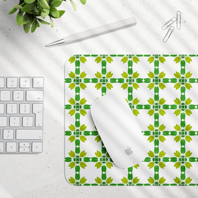 Leaf Pattern, Pattern Of Leaves, Green Leaves Mouse Pad (Creator Uploaded)