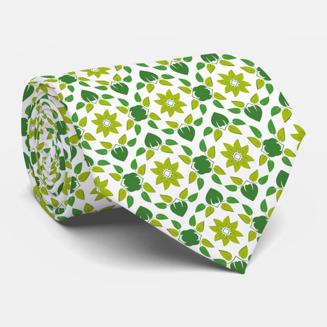 Leaf Pattern, Pattern Of Leaves, Green Leaves Neck Tie (Rolled)
