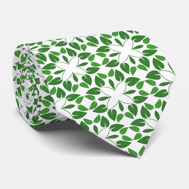 Leaf Pattern, Pattern Of Leaves, Green Leaves Neck Tie (Rolled)