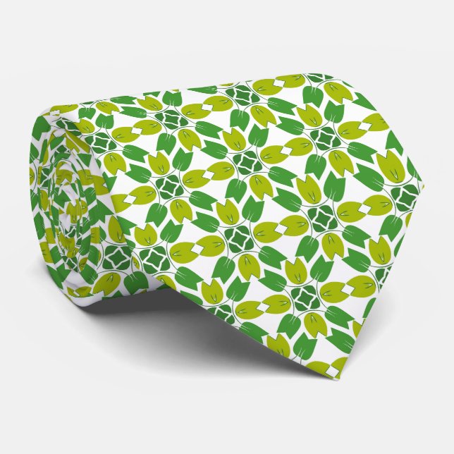 Leaf Pattern, Pattern Of Leaves, Green Leaves Neck Tie (Rolled)