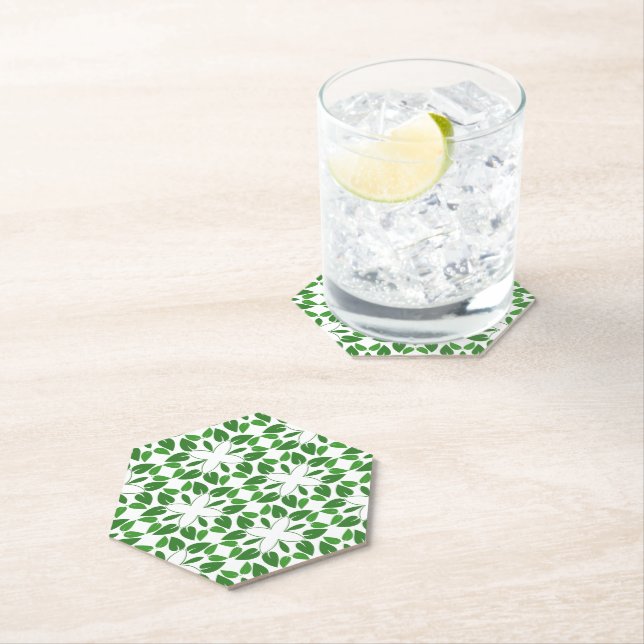 Leaf Pattern, Pattern Of Leaves, Green Leaves Paper Coaster (Insitu)