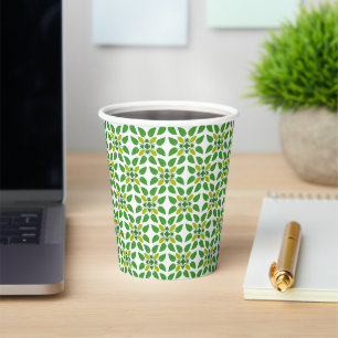 Leaf Pattern, Pattern Of Leaves, Green Leaves Paper Cups