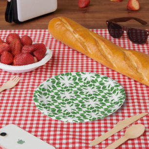 Leaf Pattern, Pattern Of Leaves, Green Leaves Paper Plates