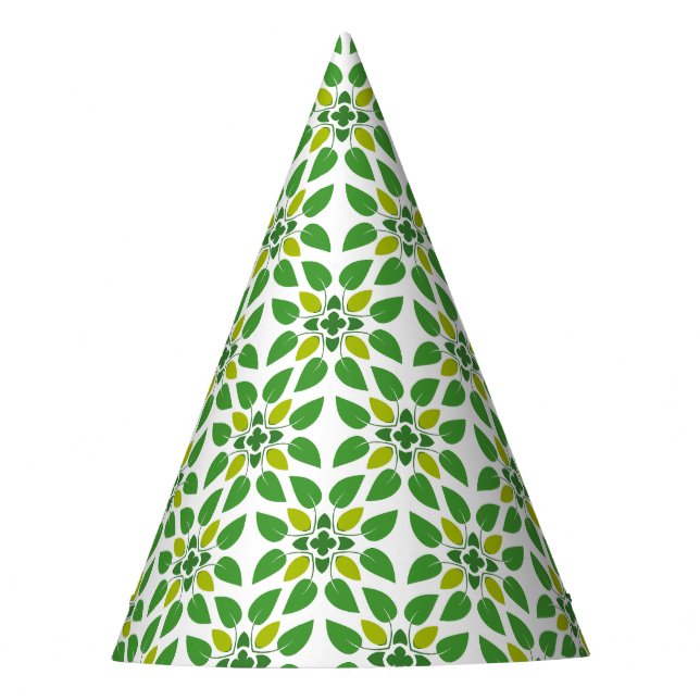 Leaf Pattern, Pattern Of Leaves, Green Leaves Party Hat (Front)