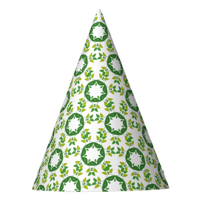 Leaf Pattern, Pattern Of Leaves, Green Leaves Party Hat (Front)