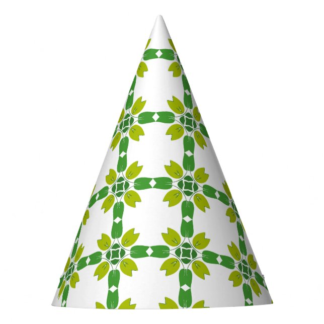 Leaf Pattern, Pattern Of Leaves, Green Leaves Party Hat (Front)