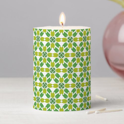 Leaf Pattern Pattern Of Leaves Green Leaves Pillar Candle
