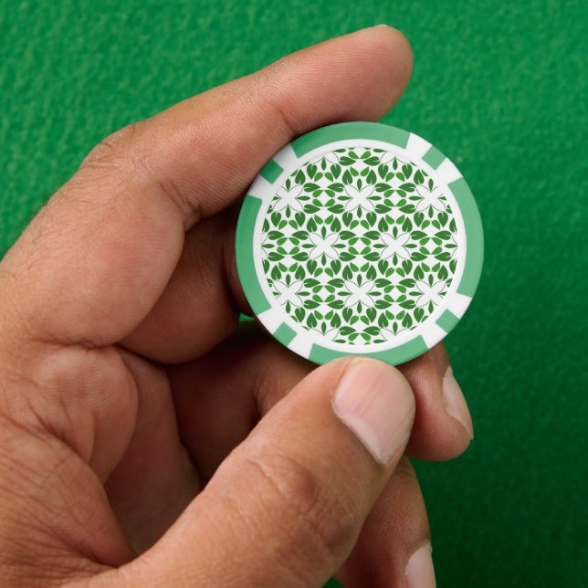 Leaf Pattern, Pattern Of Leaves, Green Leaves Poker Chips (Hand)