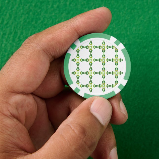 Leaf Pattern, Pattern Of Leaves, Green Leaves Poker Chips (Hand)
