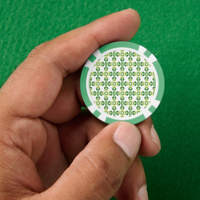 Leaf Pattern, Pattern Of Leaves, Green Leaves Poker Chips (Hand)