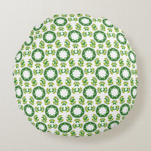 Leaf Pattern Pattern Of Leaves Green Leaves Round Pillow