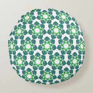 Leaf Pattern, Pattern Of Leaves, Green Leaves Round Pillow