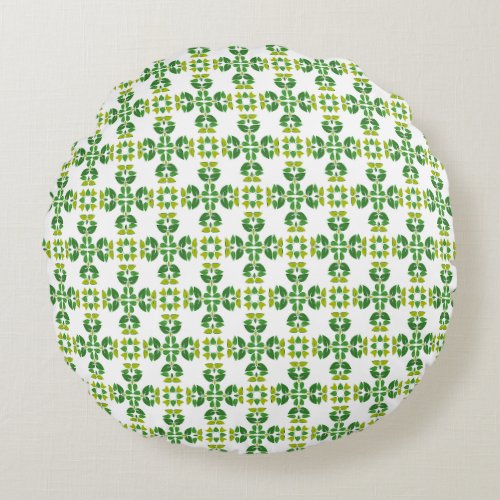 Leaf Pattern Pattern Of Leaves Green Leaves Round Pillow