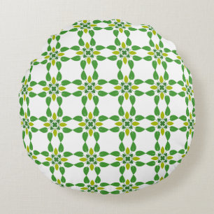 Leaf Pattern, Pattern Of Leaves, Green Leaves Round Pillow