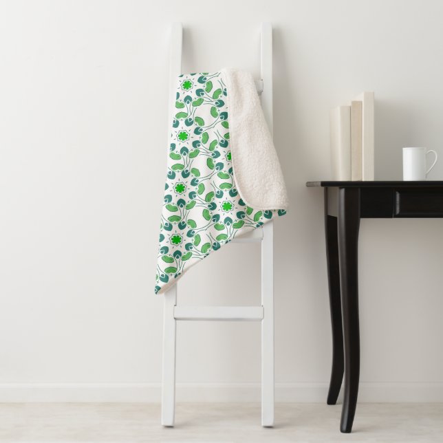 Leaf Pattern, Pattern Of Leaves, Green Leaves Sherpa Blanket (In Situ)