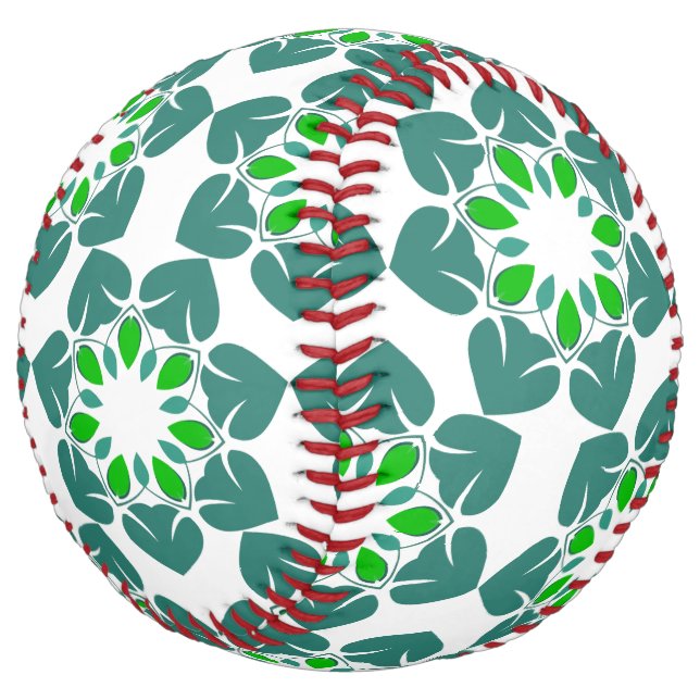Leaf Pattern, Pattern Of Leaves, Green Leaves Softball (Angled)
