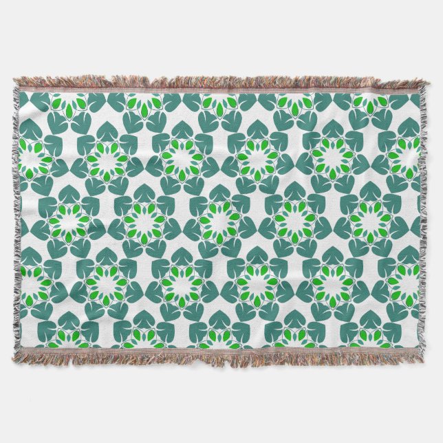Leaf Pattern, Pattern Of Leaves, Green Leaves Throw Blanket (Front)