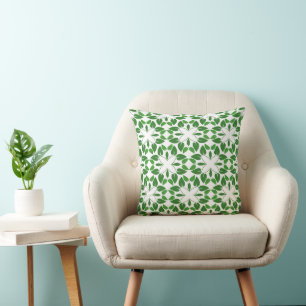 Leaf Pattern, Pattern Of Leaves, Green Leaves Throw Pillow