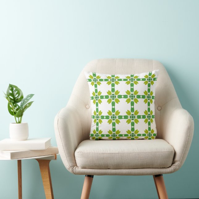 Leaf Pattern, Pattern Of Leaves, Green Leaves Throw Pillow (Chair)