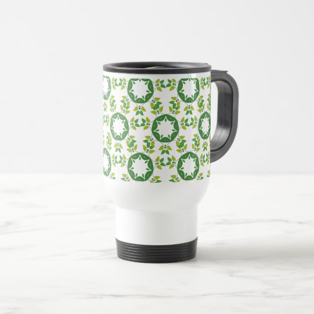 Leaf Pattern, Pattern Of Leaves, Green Leaves Travel Mug (Front Right)