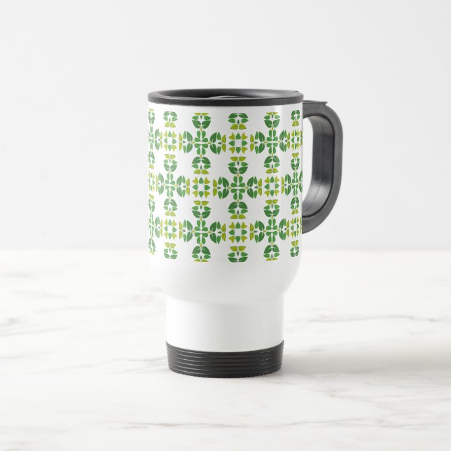 Leaf Pattern, Pattern Of Leaves, Green Leaves Travel Mug (Front Right)