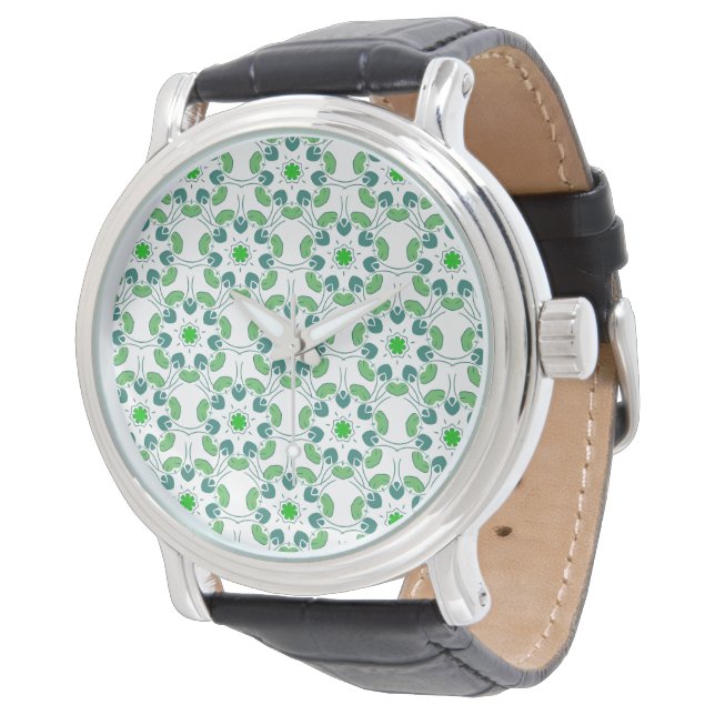 Leaf Pattern, Pattern Of Leaves, Green Leaves Watch (Angled)
