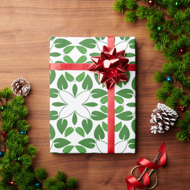 Leaf Pattern, Pattern Of Leaves, Green Leaves Wrapping Paper (Holiday Gift)