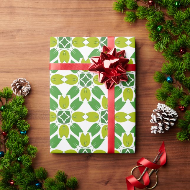 Leaf Pattern, Pattern Of Leaves, Green Leaves Wrapping Paper (Holiday Gift)