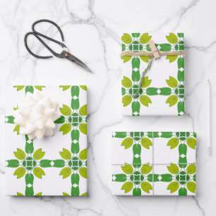 Leaf Pattern, Pattern Of Leaves, Green Leaves Wrapping Paper Sheets