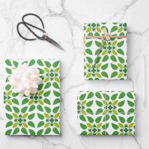 Leaf Pattern, Pattern Of Leaves, Green Leaves Wrapping Paper Sheets