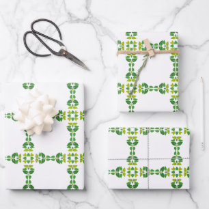 Leaf Pattern, Pattern Of Leaves, Green Leaves Wrapping Paper Sheets