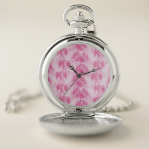 leaf Pattern, pink Pocket Watch