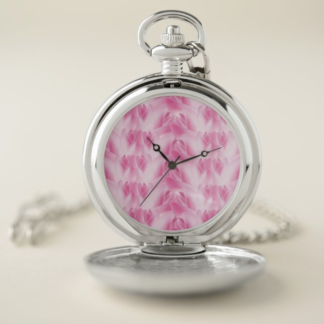 leaf Pattern, pink Pocket Watch (Inside)