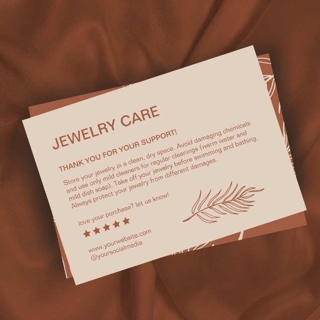 Leaf Pattern Product Jewelry Care Thank You Card (Creator Uploaded)