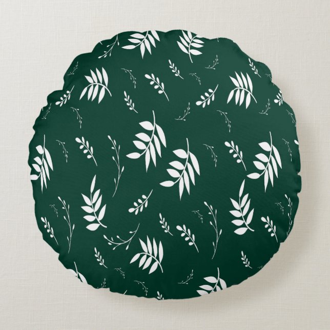 leaf pattern round pillow (Front)