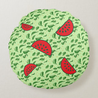 Leaf Pattern Round Pillow