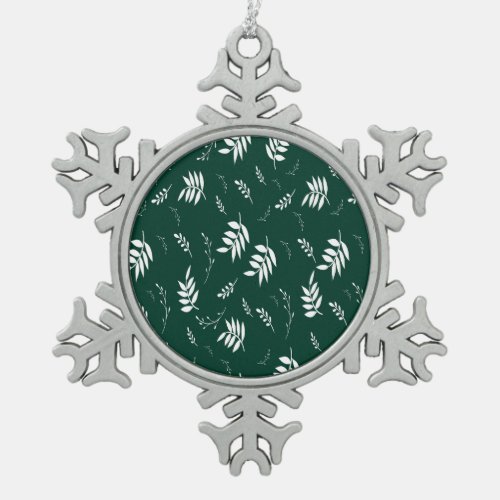 leaf pattern snowflake pewter christmas ornament