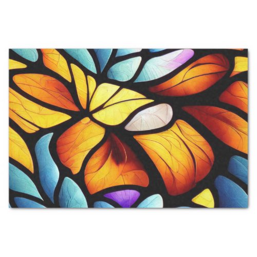 Leaf Pattern Stained Glass Decoupage Tissue Paper