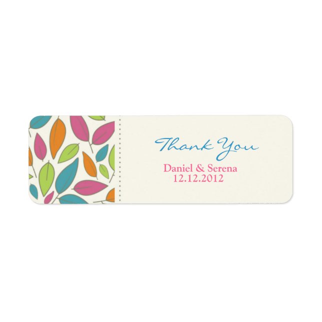 Leaf Pattern Wedding Thank You Gift Tag Label (Front)
