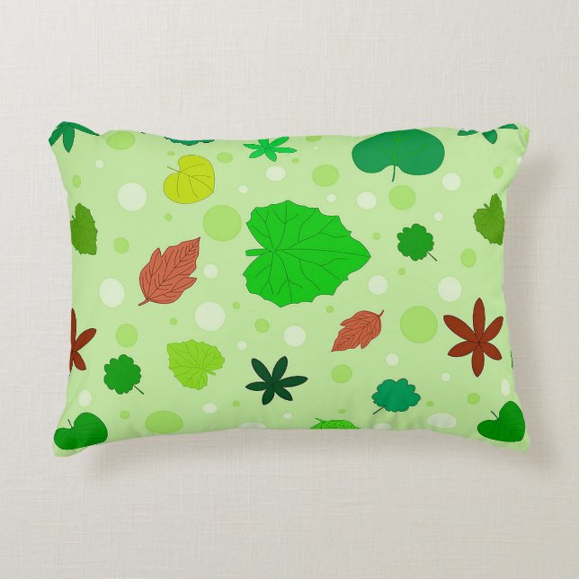 Leaf Pattern with Various Shapes and Colors Accent Pillow (Front)