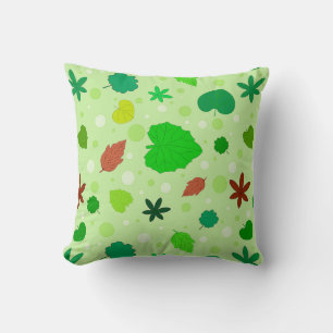 Leaf Pattern with Various Shapes and Colors Throw Pillow
