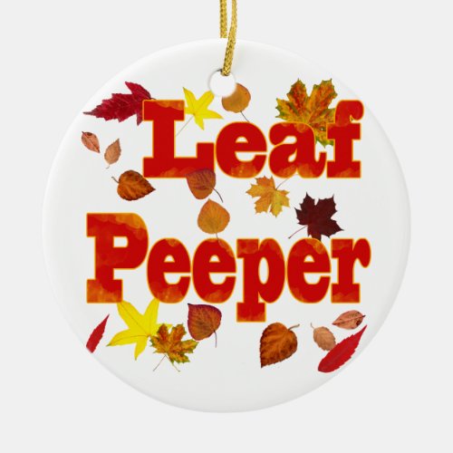 Leaf Peeper Ceramic Ornament