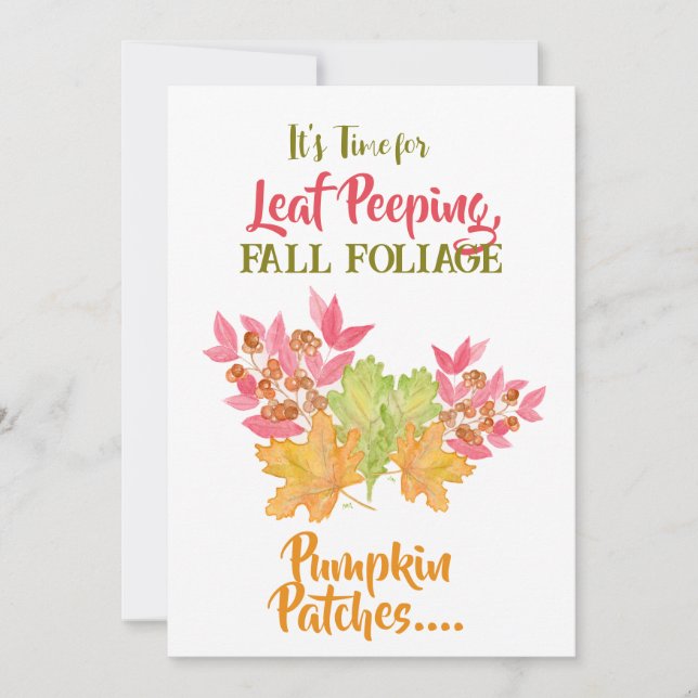 Leaf Peeping Foliage Autumn Watercolor Birthday Card (Front)