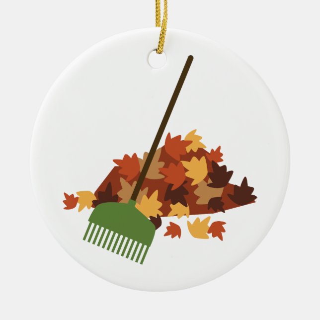 Leaf Pile Ceramic Ornament (Front)